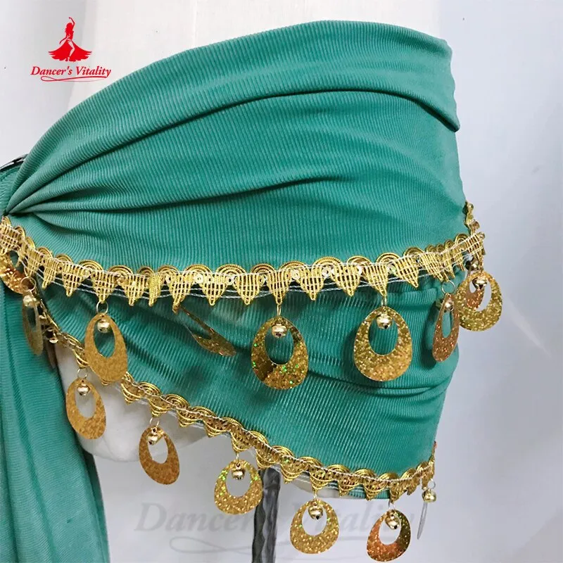 Belly Dance Costume for Women Oriental Practice Clothes Gold Coines Belt Girl's Belly Dancing Hip Scarf