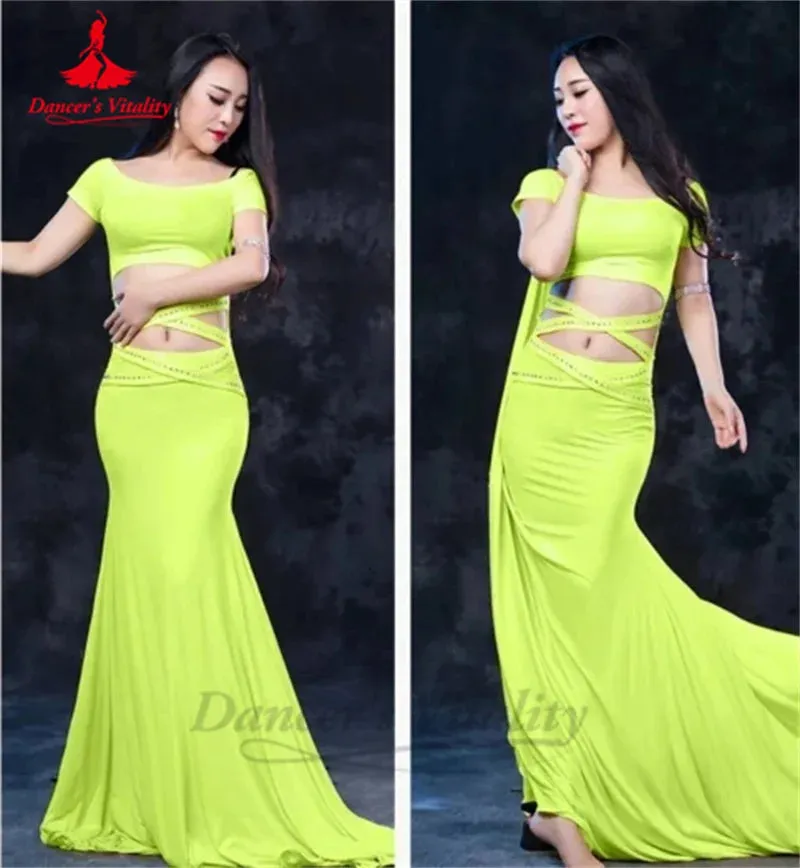 Belly Dance Performance Dress for Women Sexy Modal Short Sleeves Customsized Adult Children Oriental Belly Dancing Wear Dresses