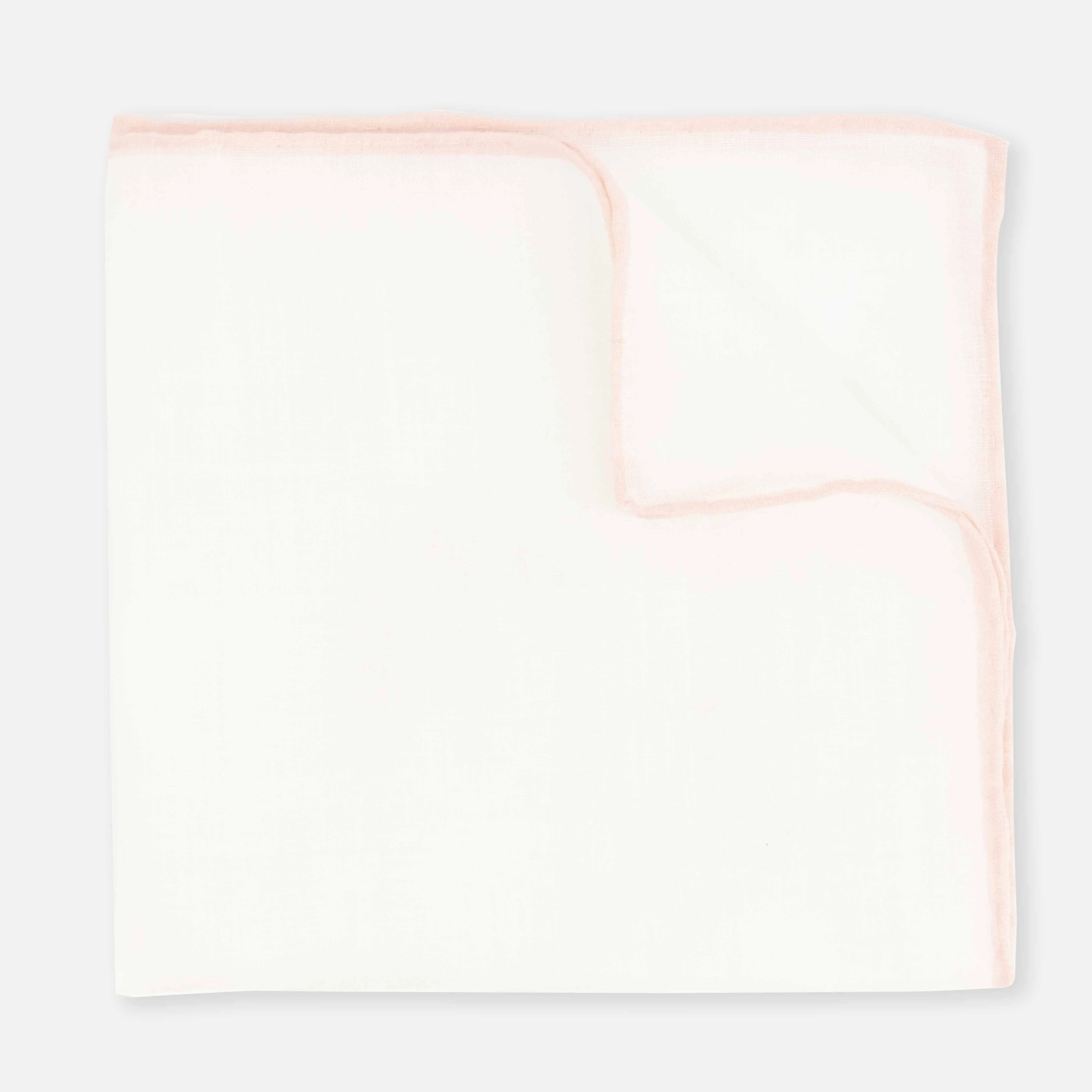 Bhldn White Linen With Rolled Border Blush Pocket Square