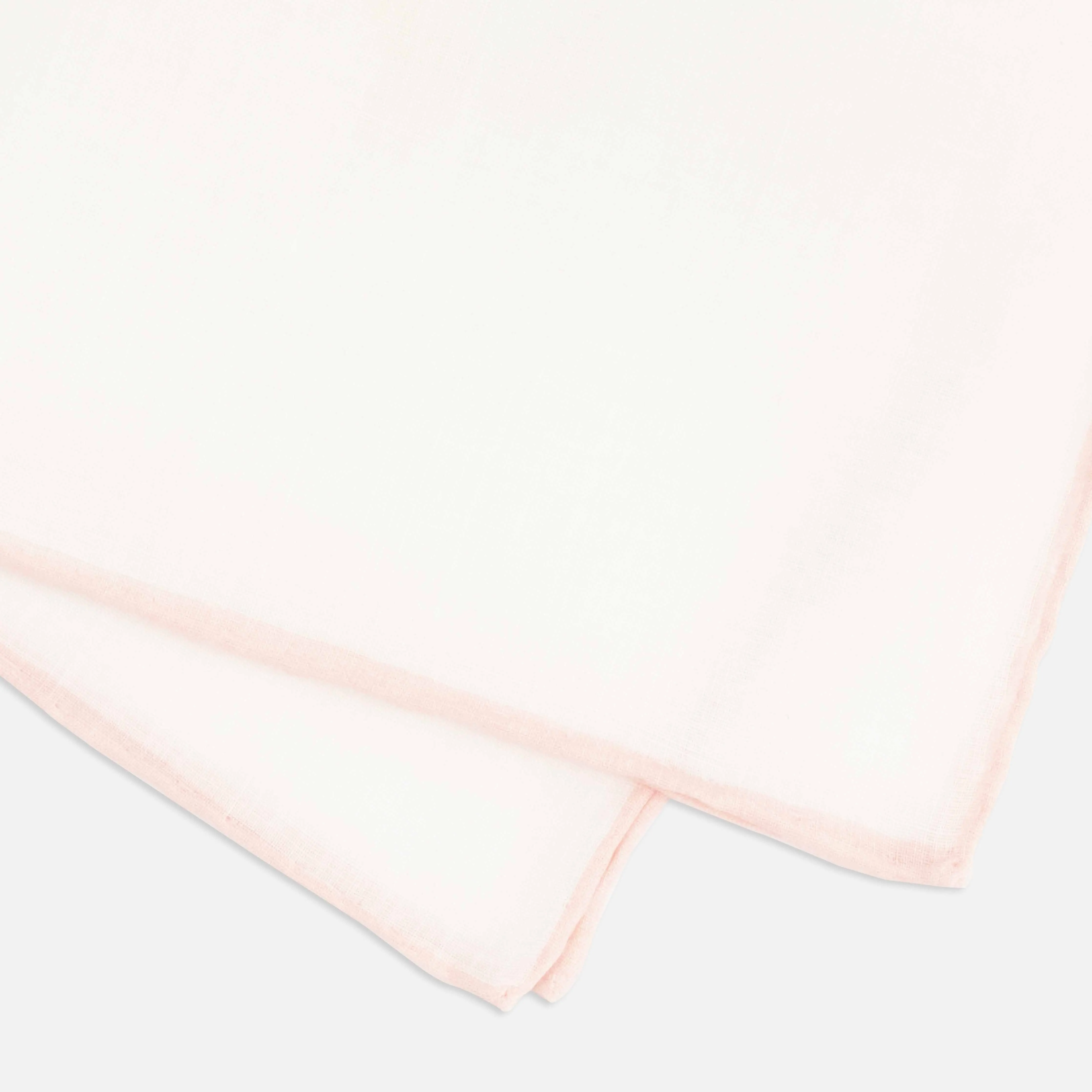 Bhldn White Linen With Rolled Border Blush Pocket Square