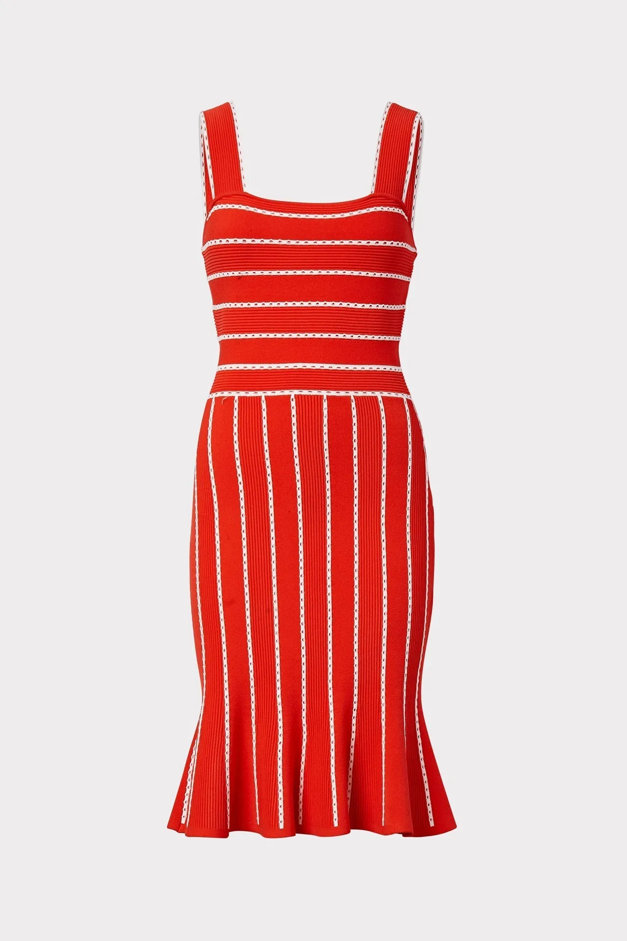 Bicolor Stripe Fit & Flounce Dress