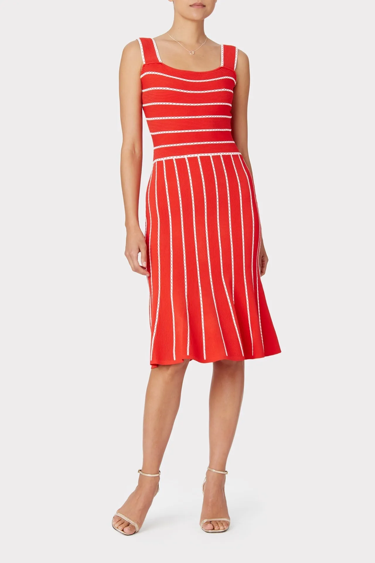 Bicolor Stripe Fit & Flounce Dress