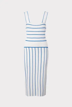 Bicolor Stripe Fit & Flounce Dress