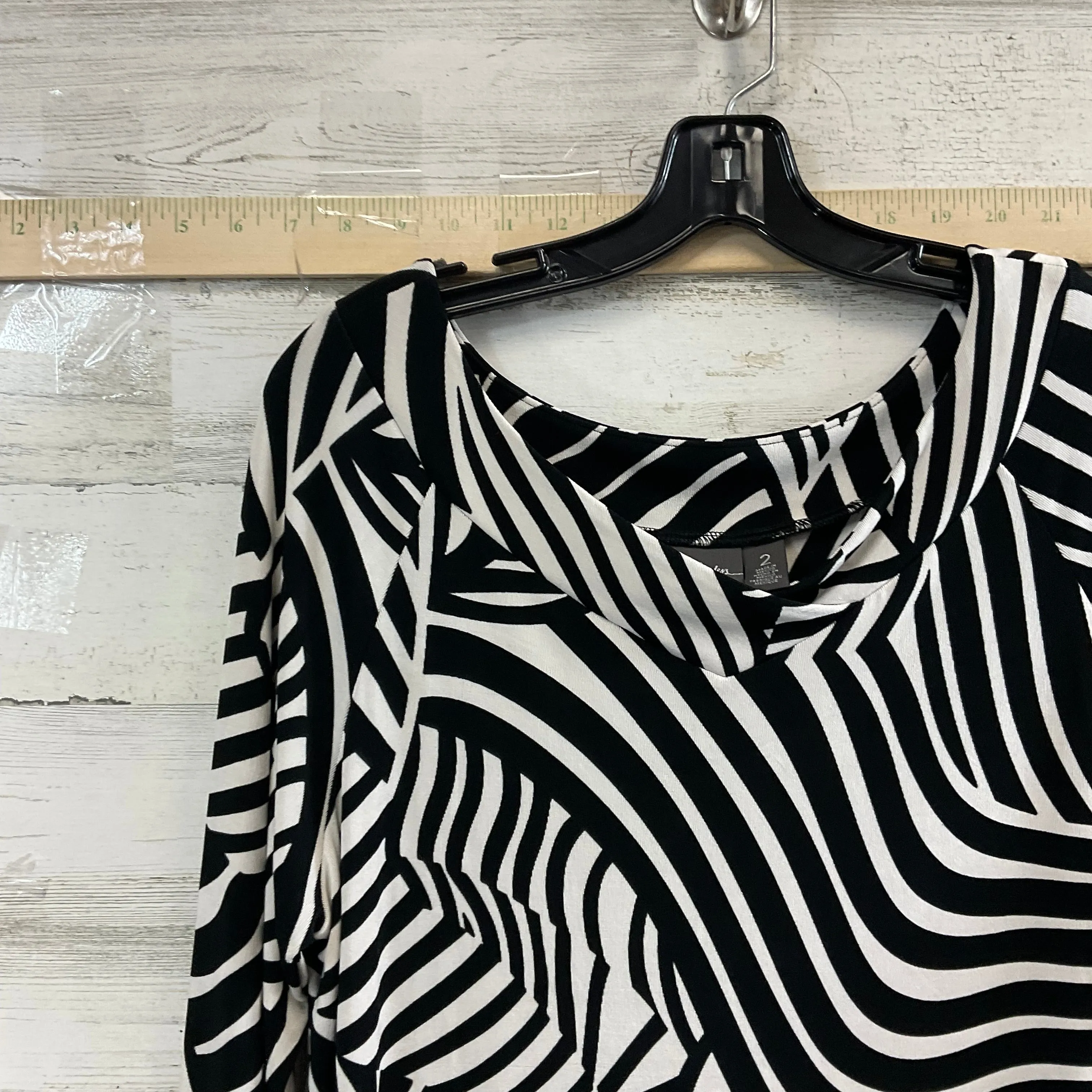 Black & Cream Top 3/4 Sleeve Chicos, Size L