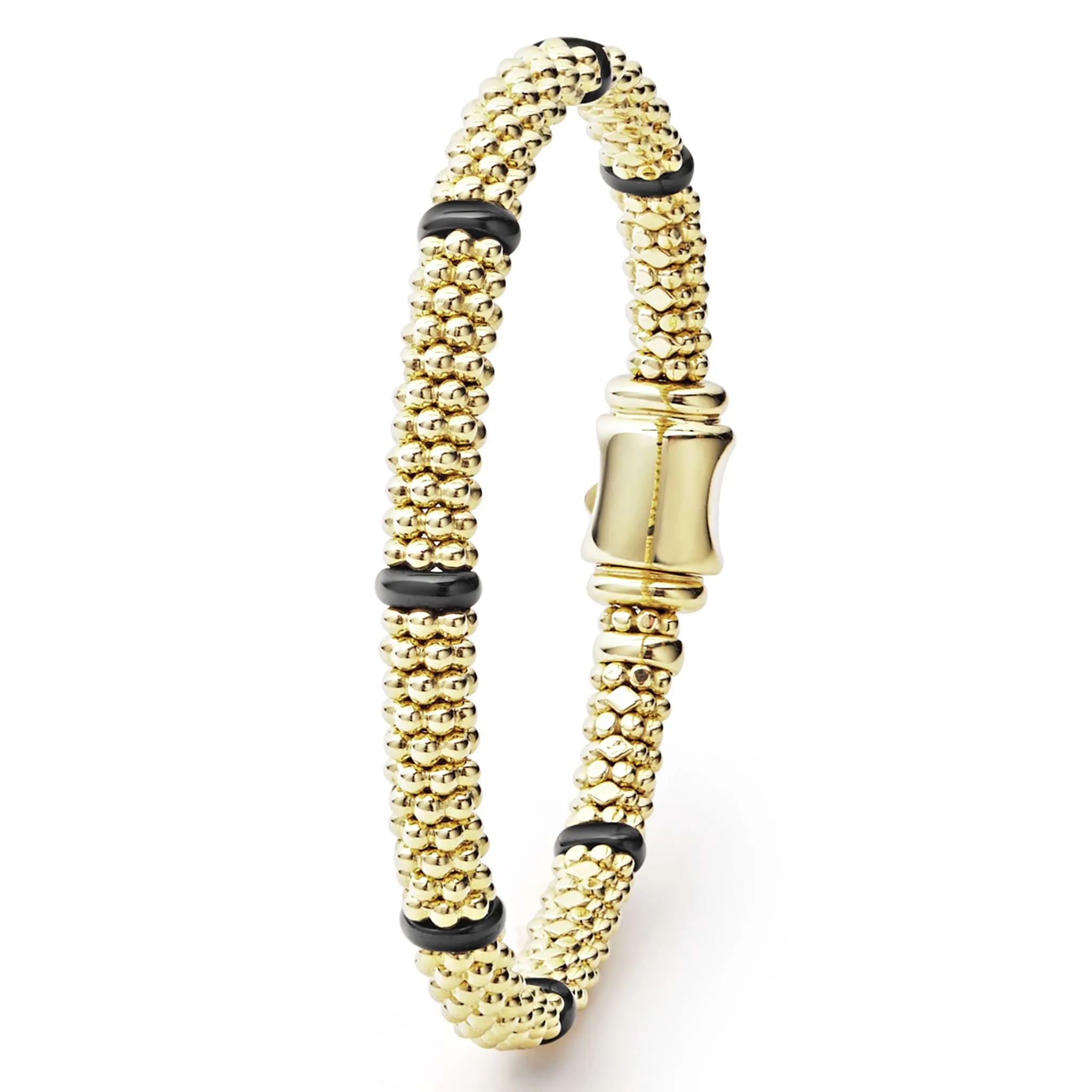 Black Caviar Ceramic and 18K Gold Caviar Bracelet | 6mm