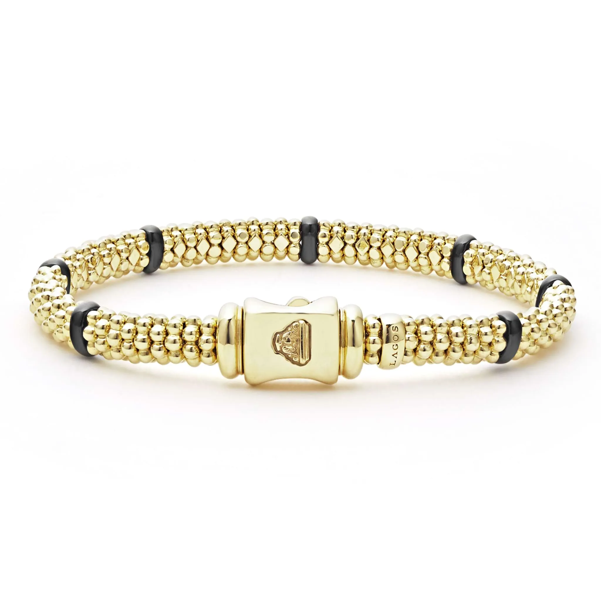 Black Caviar Ceramic and 18K Gold Caviar Bracelet | 6mm