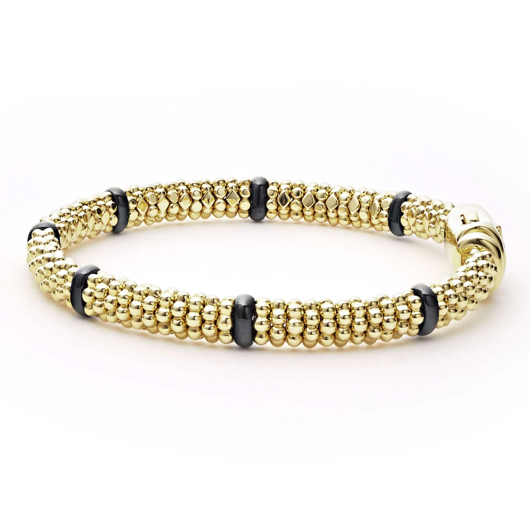 Black Caviar Ceramic and 18K Gold Caviar Bracelet | 6mm