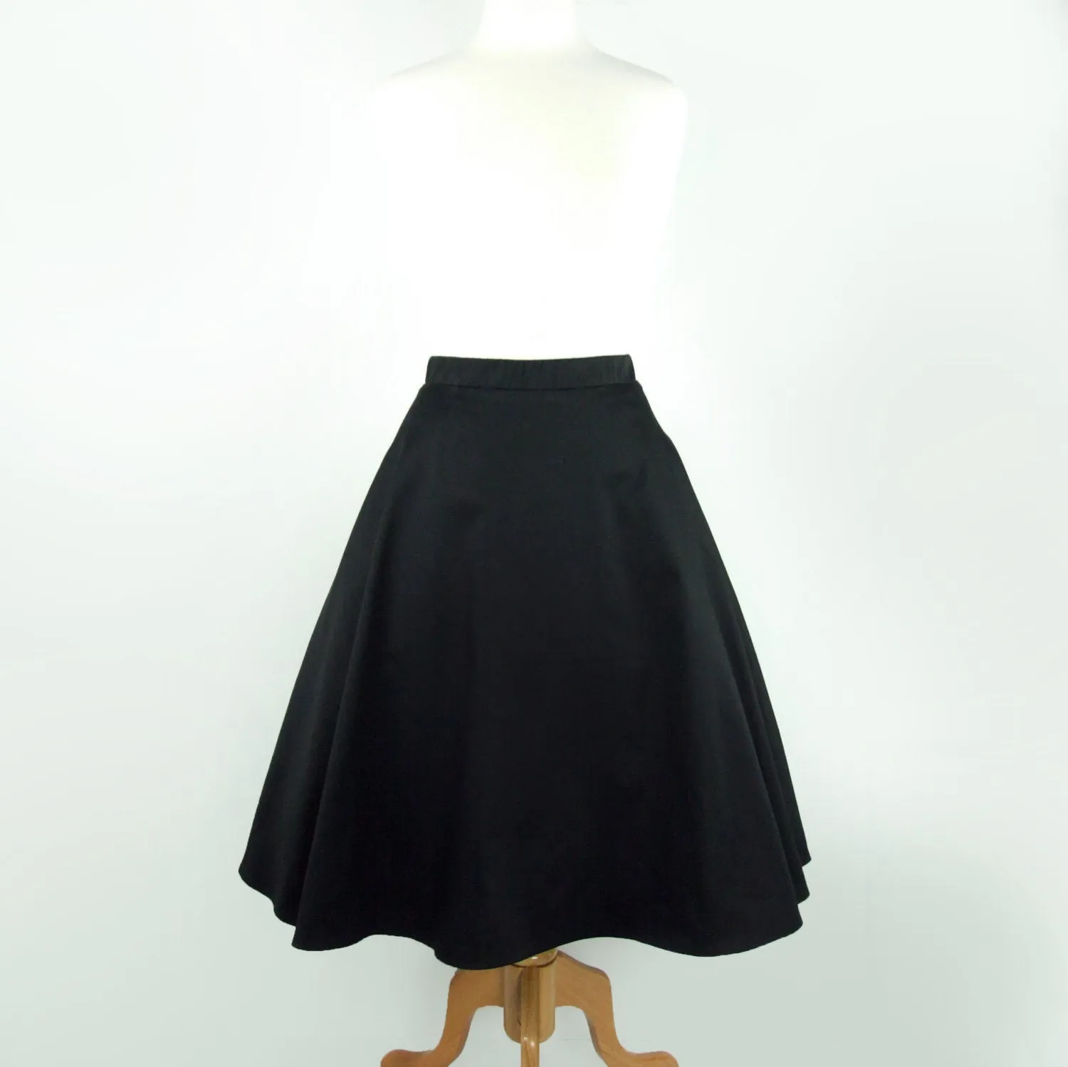 Black  Full  Circle  Skirt #FS-B643