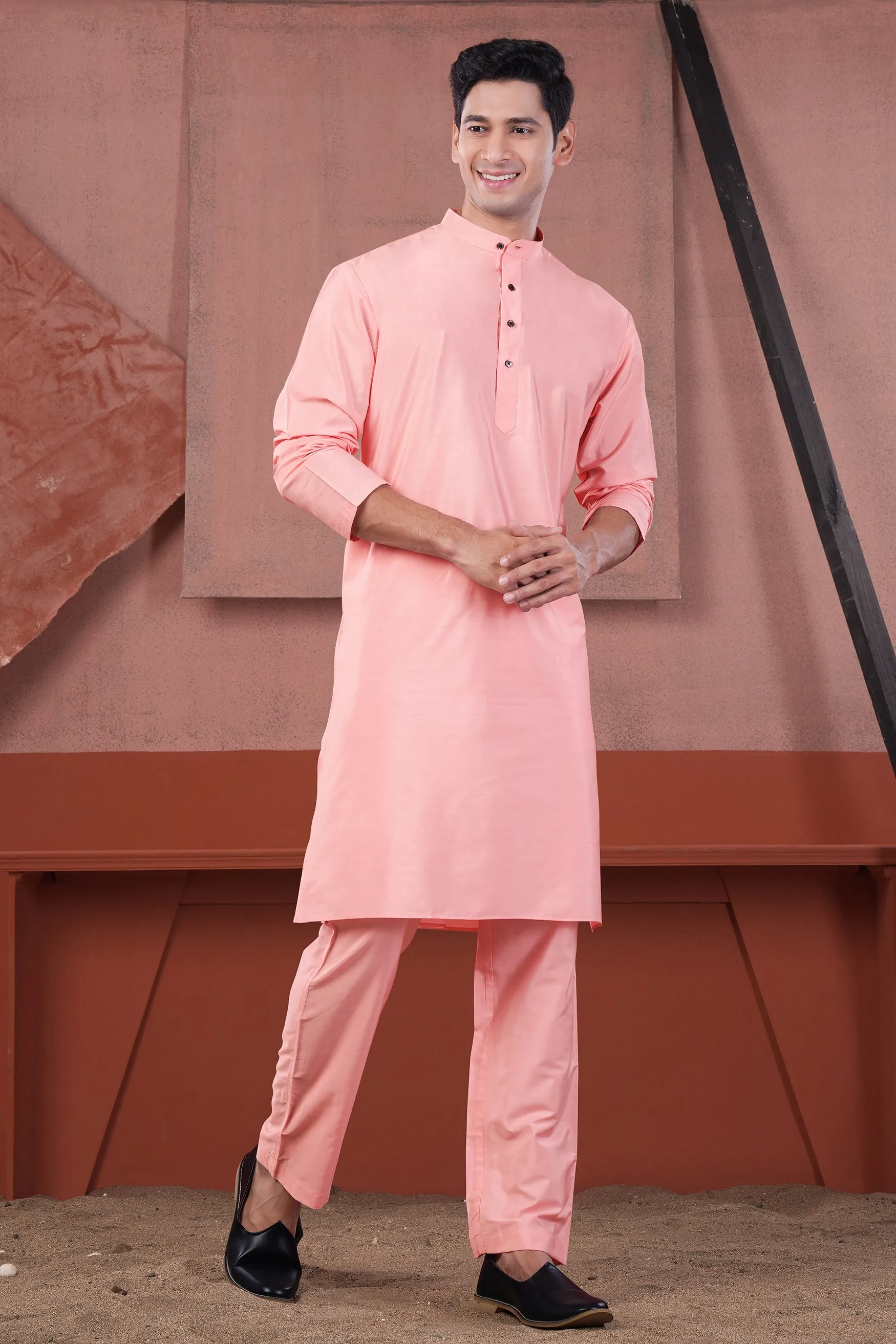 Blossom Pink Subtle Sheen Viscose Kurta