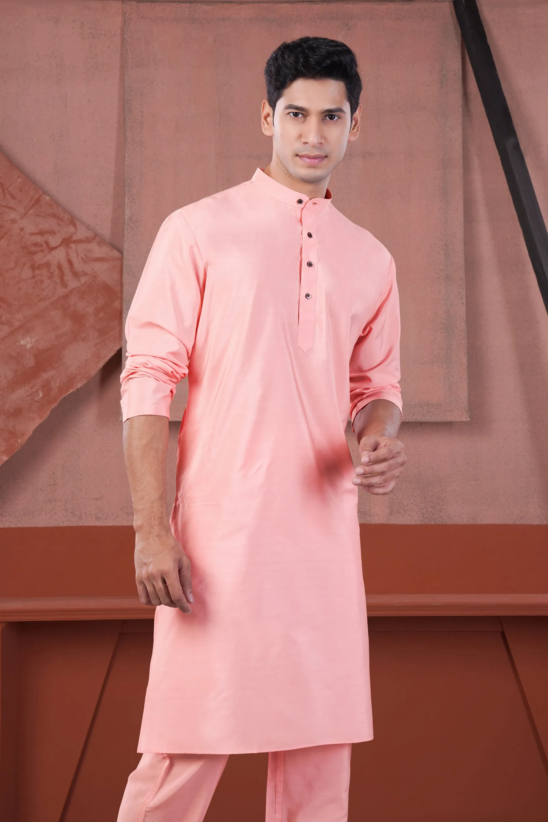 Blossom Pink Subtle Sheen Viscose Kurta