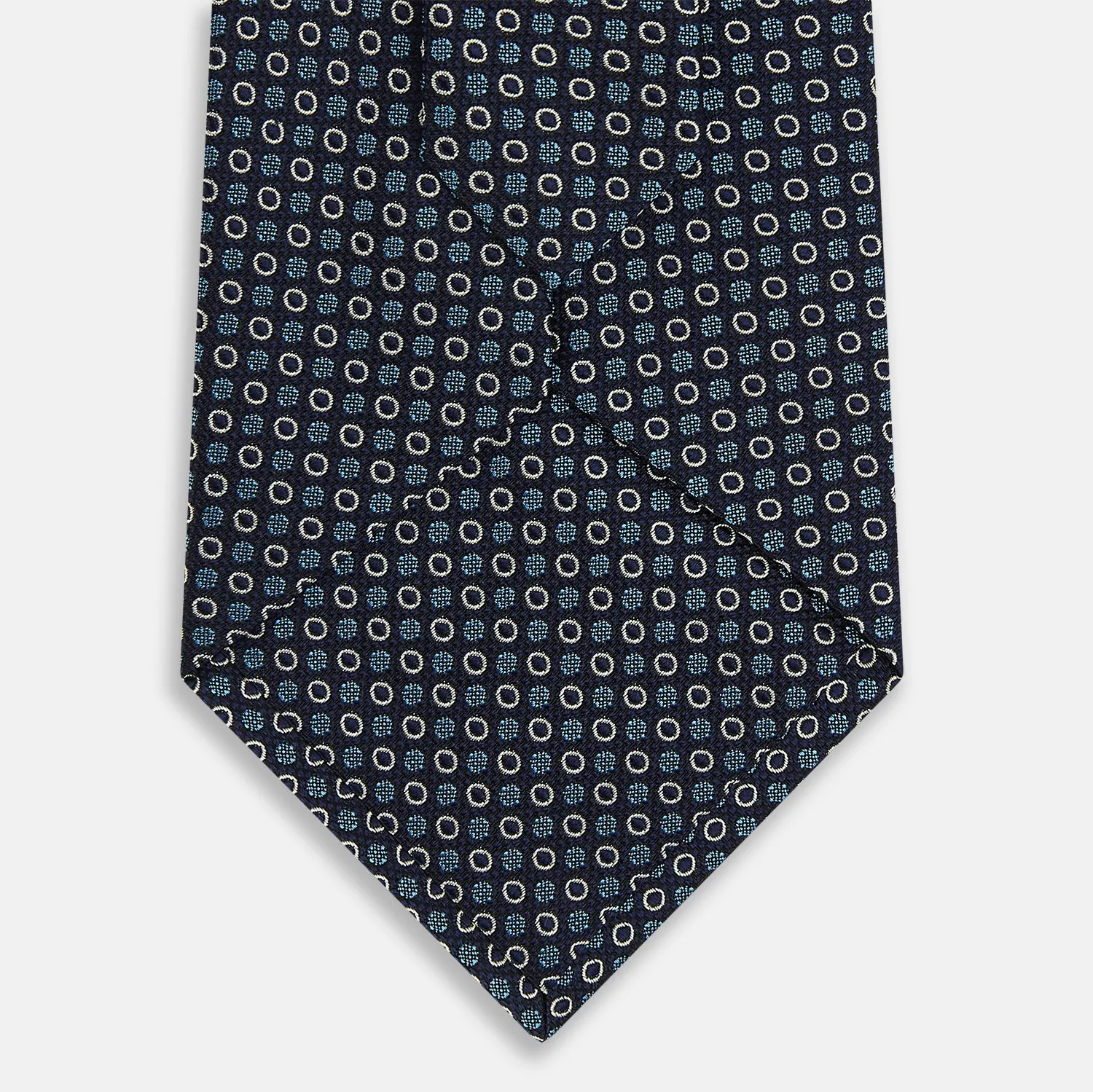 Blue and Cream Circle Silk Tie