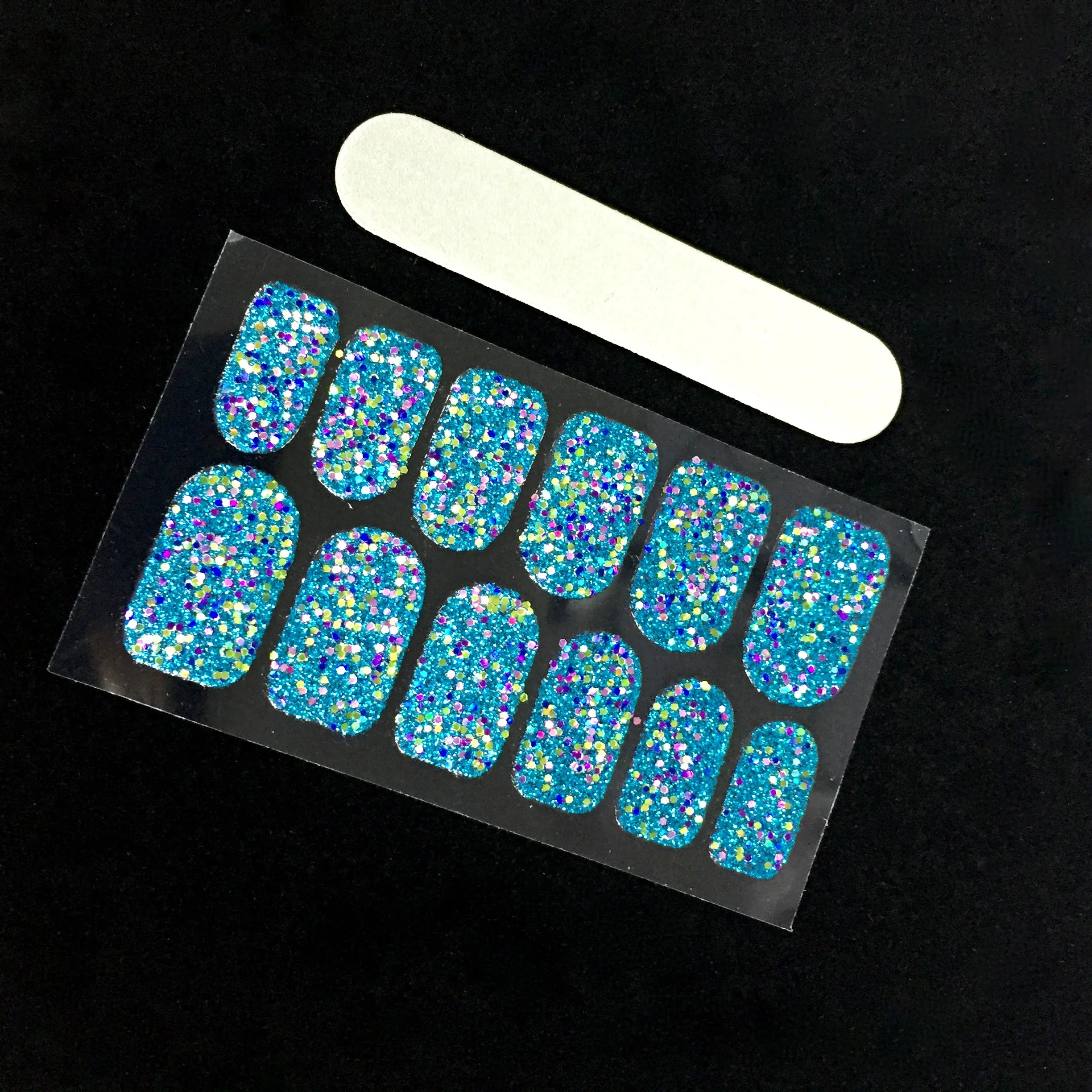 Blue Glitter Nail Decals