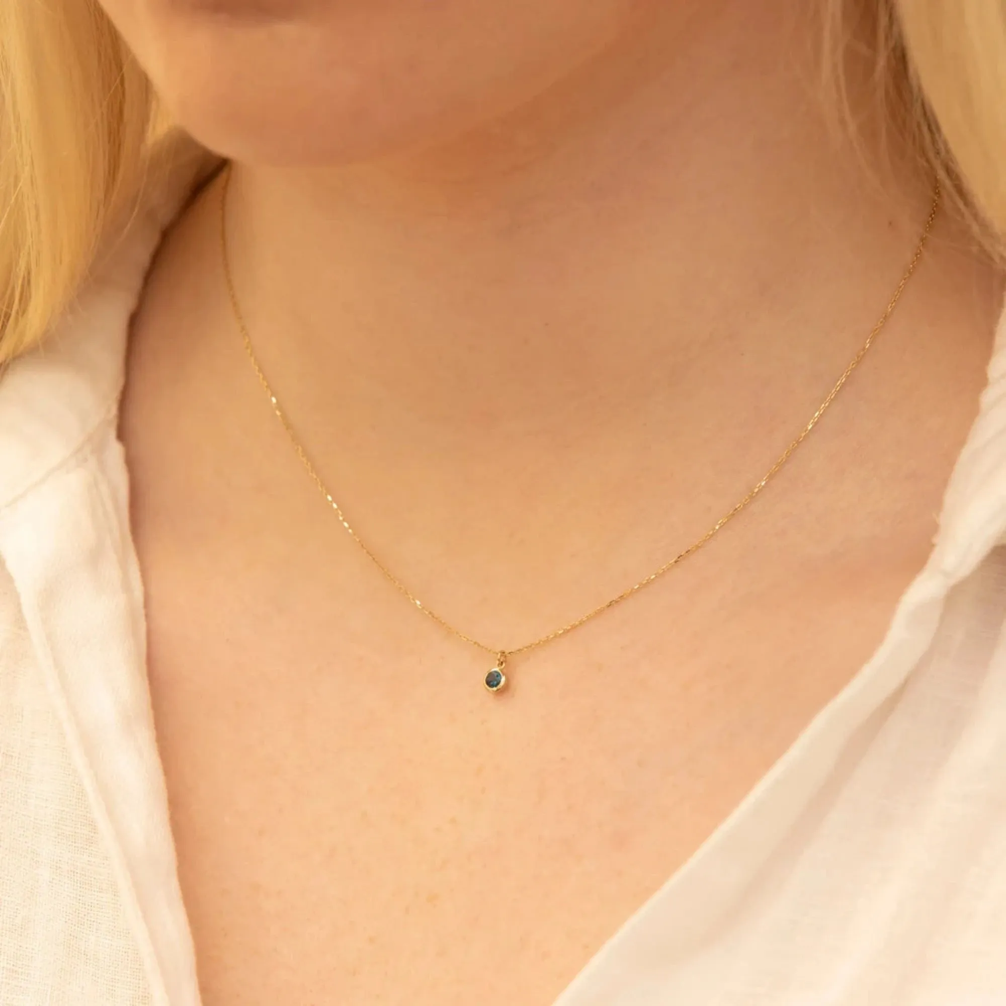 Blue Topaz Charm Necklace, Vienna