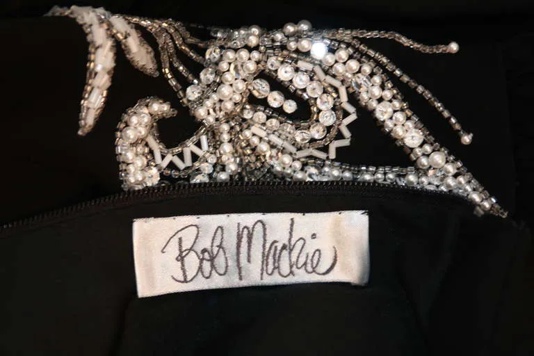 BOB MACKIE Black Embellished Bodice Gown