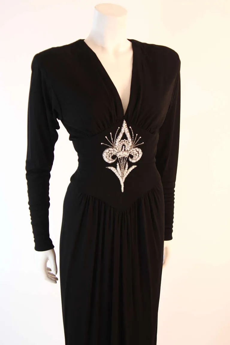 BOB MACKIE Black Embellished Bodice Gown