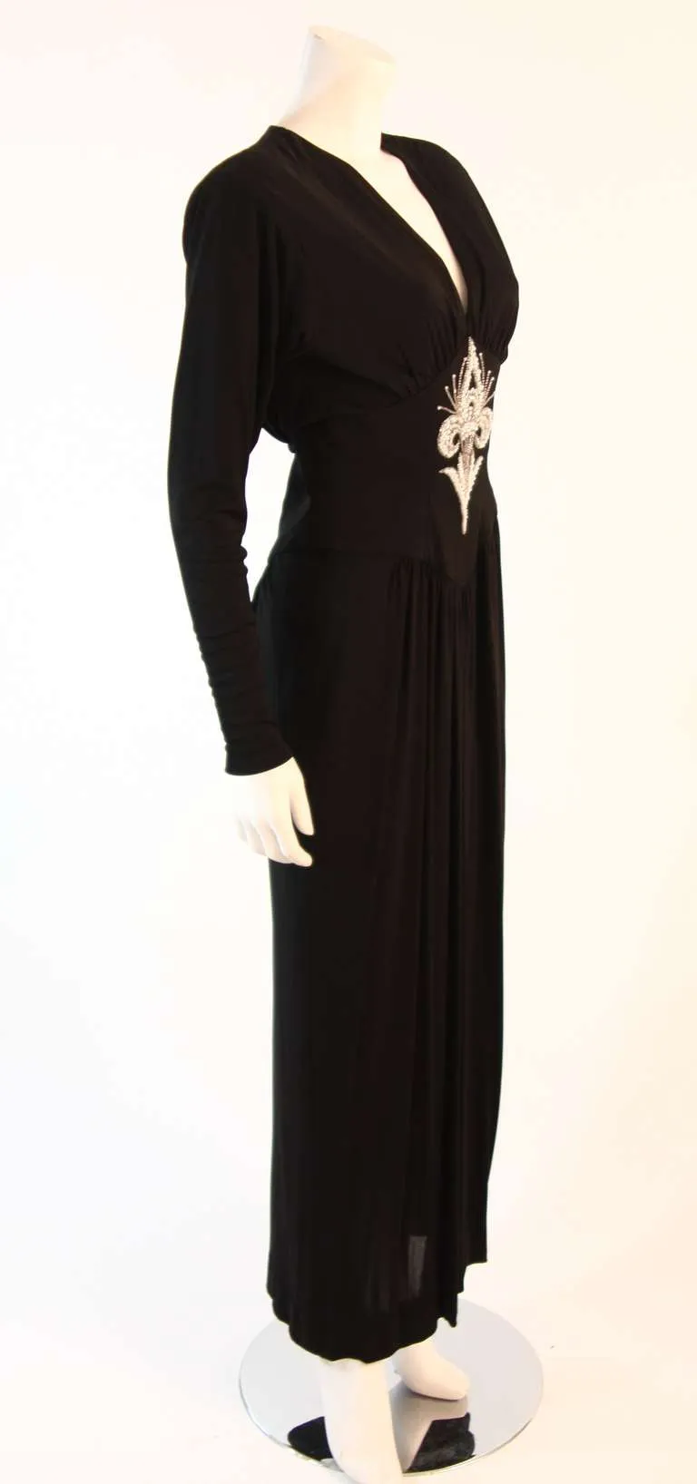 BOB MACKIE Black Embellished Bodice Gown