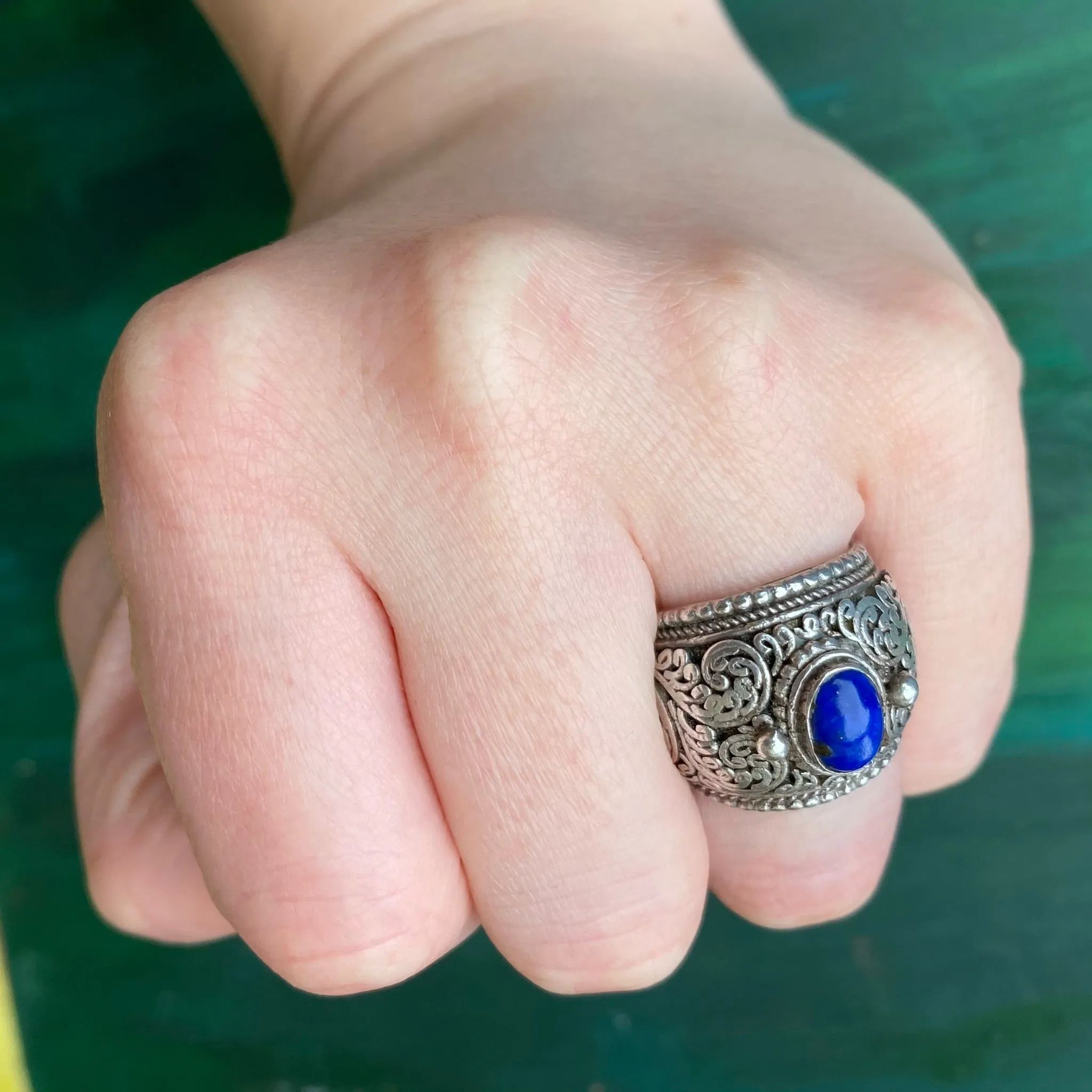 Bold Bohemian Beauty Lapis & Silver Band