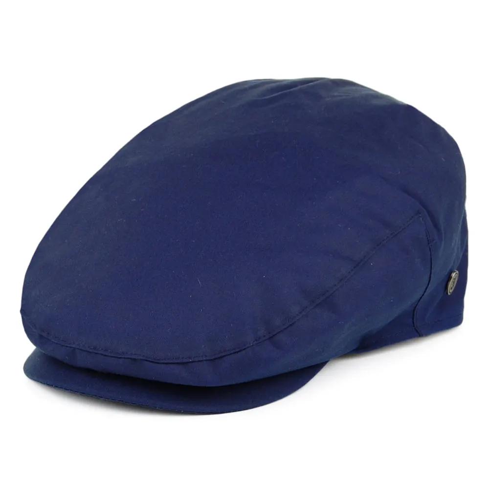 British Millerain Waxed Cotton Flat Cap - Navy Blue