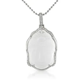 Buddha Cut Crystal Pendant Rhodium Outline