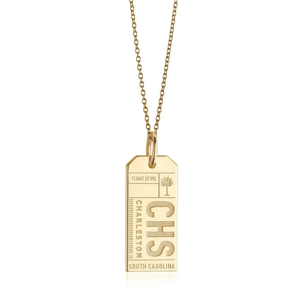 Charleston South Carolina USA CHS Luggage Tag Charm Gold