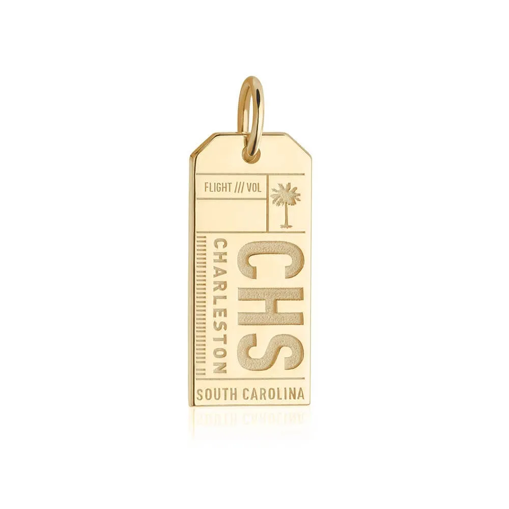 Charleston South Carolina USA CHS Luggage Tag Charm Gold