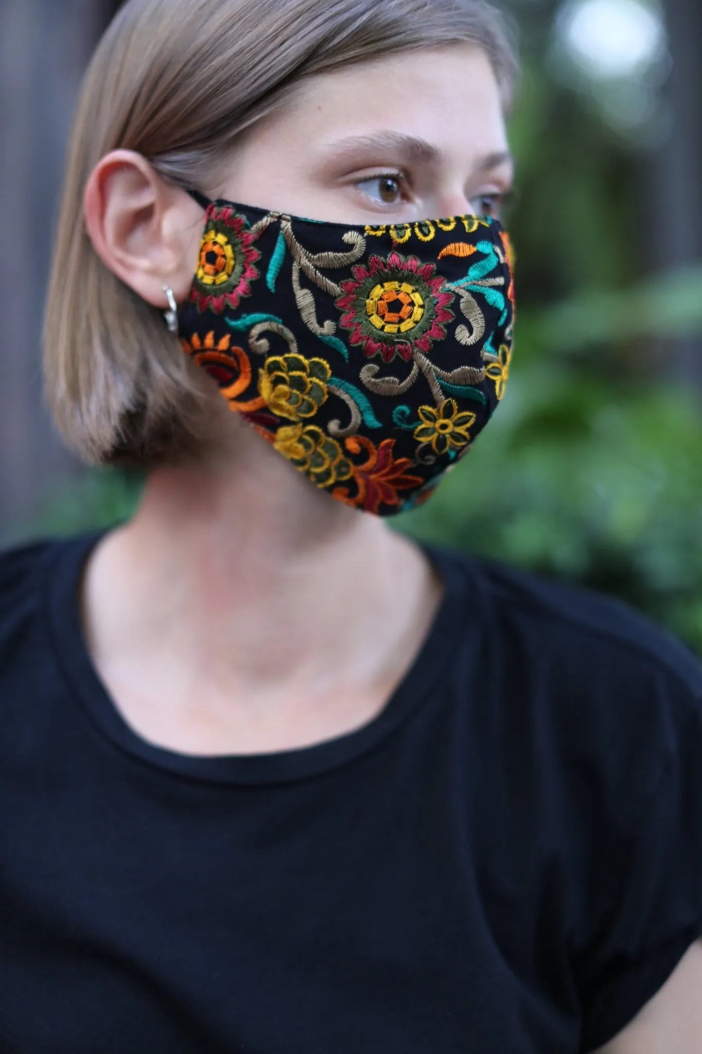 CHIFFON EMBROIDERED FACE MASK MARLA