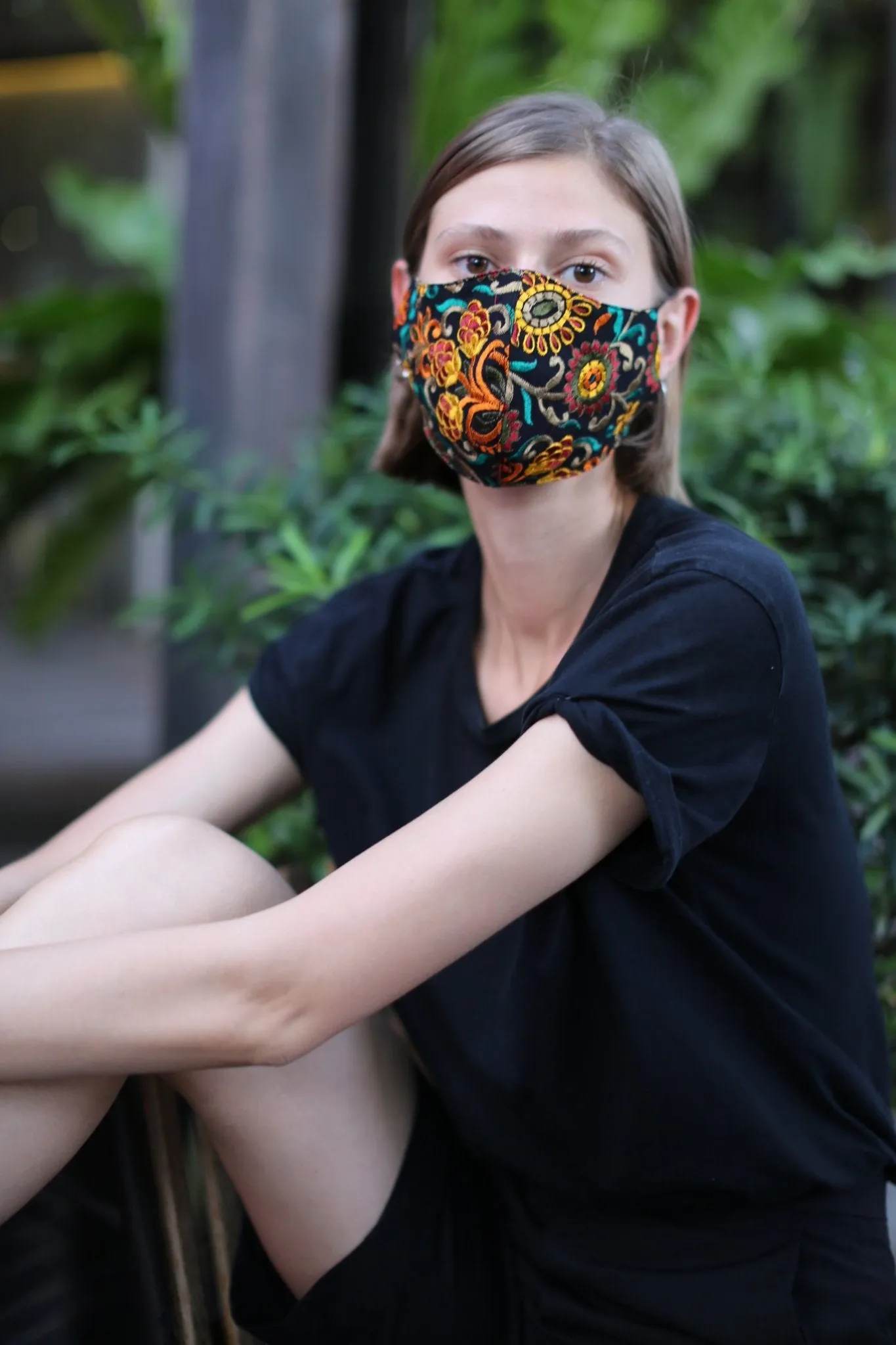 CHIFFON EMBROIDERED FACE MASK MARLA