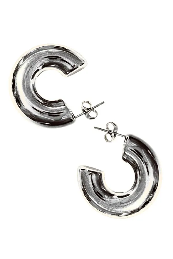 Chunky 1" Silver Hoop Earrings