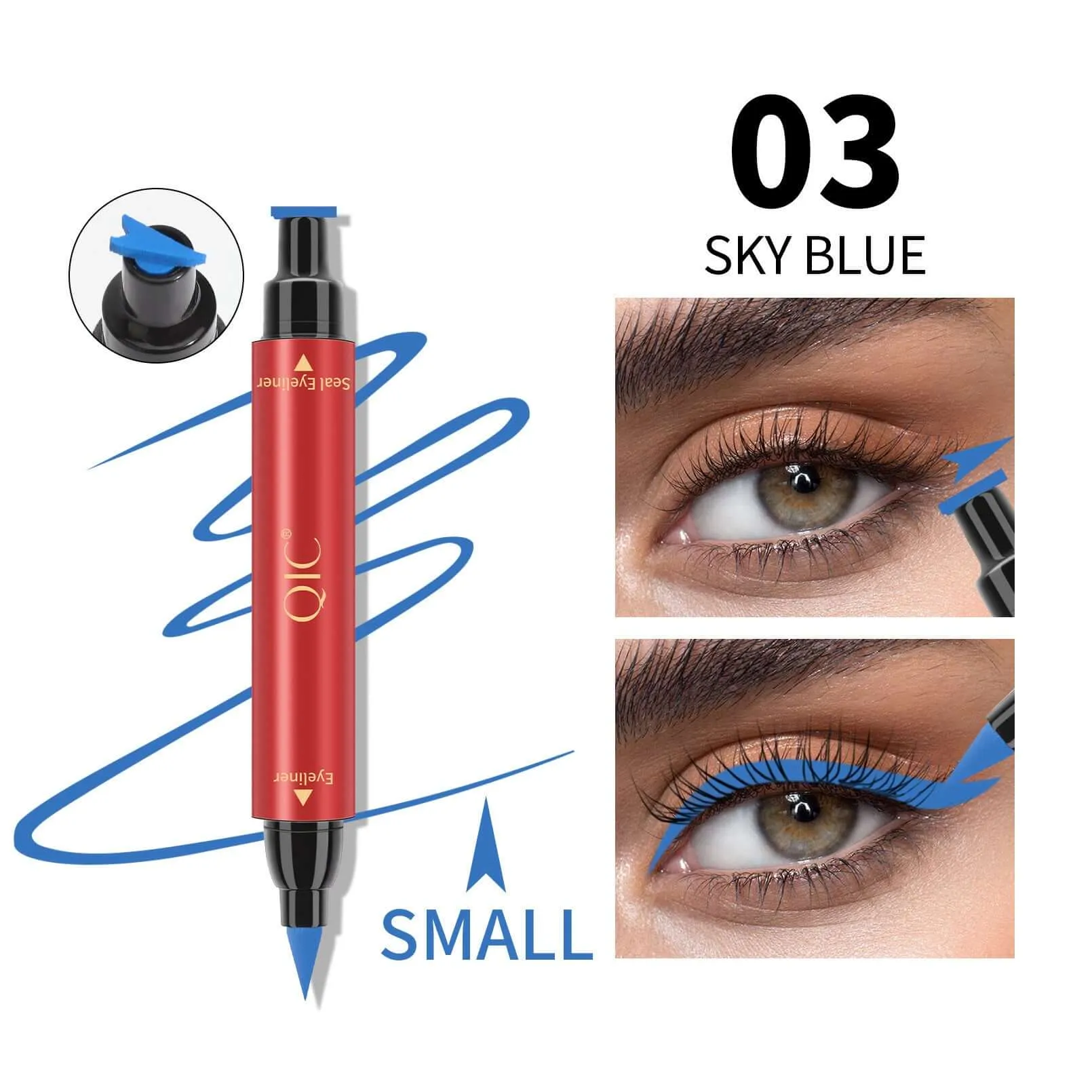 Colorful Double Head Triangular Seal Eyeliner Pen Waterproof And Non Dizzy Makeup