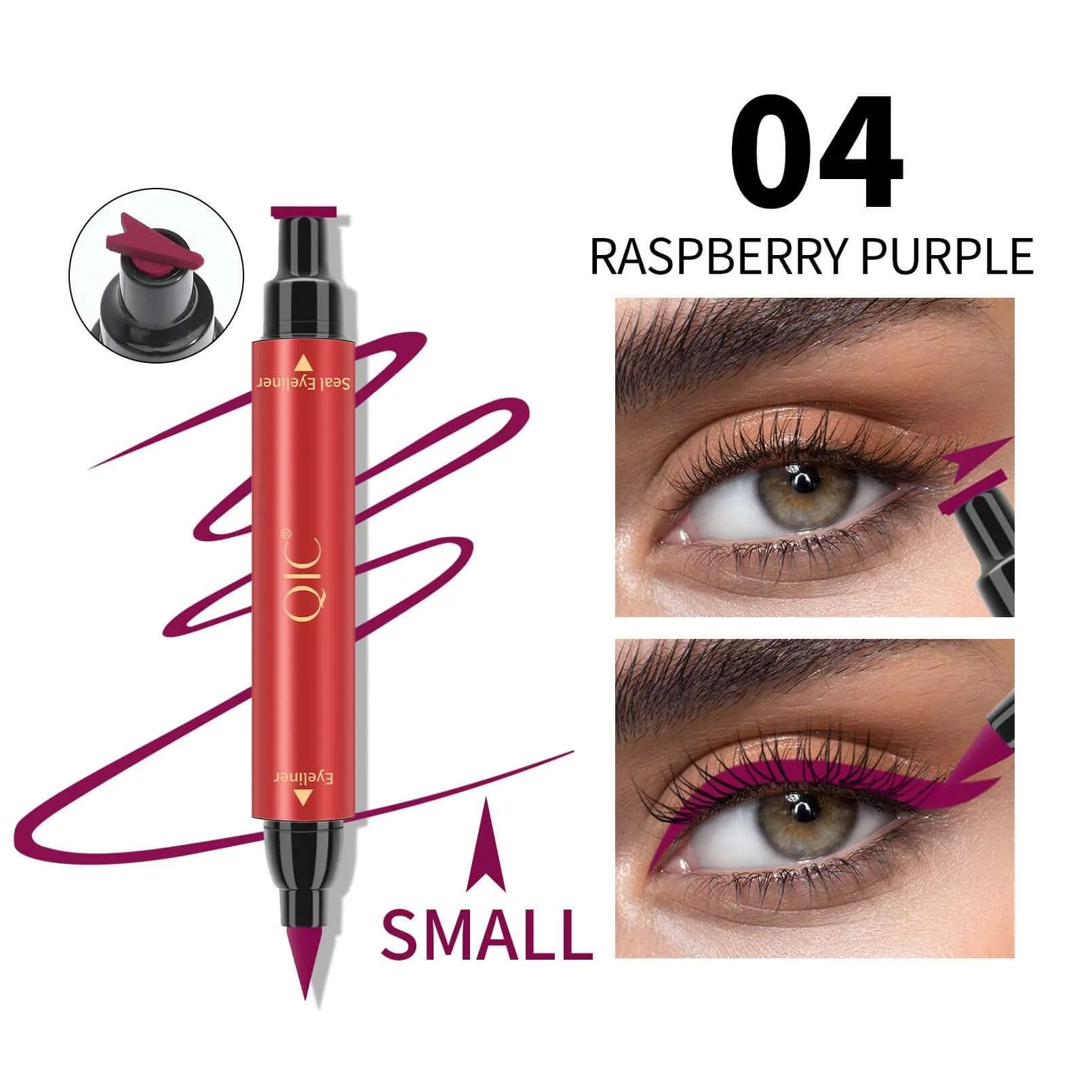 Colorful Double Head Triangular Seal Eyeliner Pen Waterproof And Non Dizzy Makeup