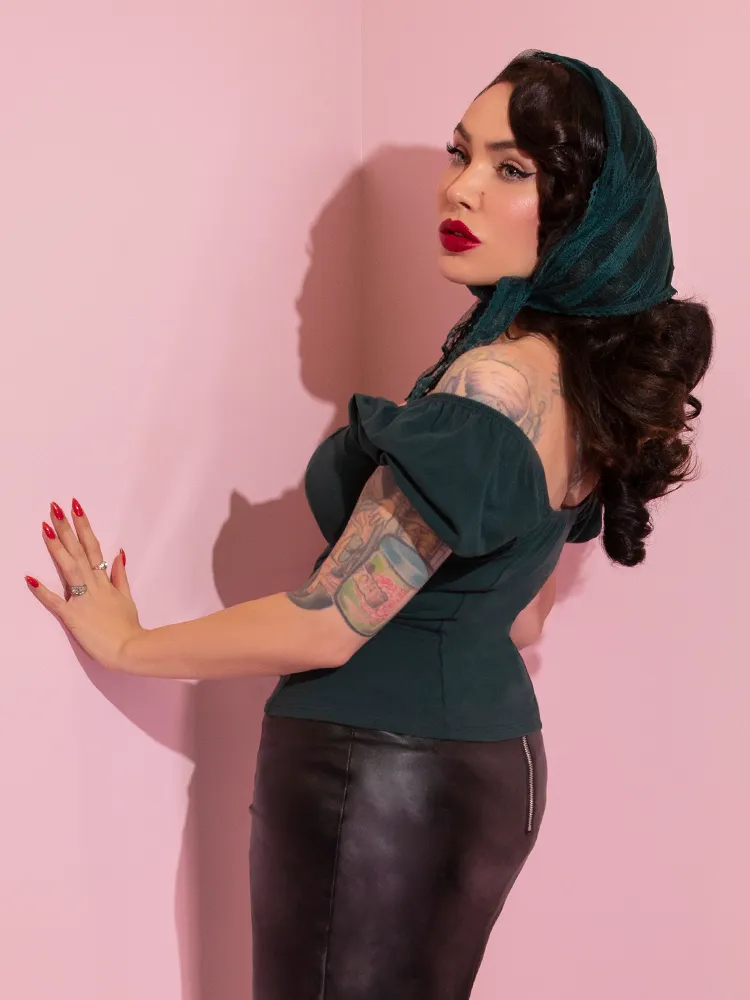 COMING BACK SOON - Powder Puff Top in Hunter Green - Vixen by Micheline Pitt