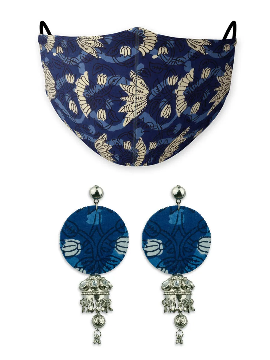 Dabu Jhumkas   Matching Resuable Cotton Mask Set