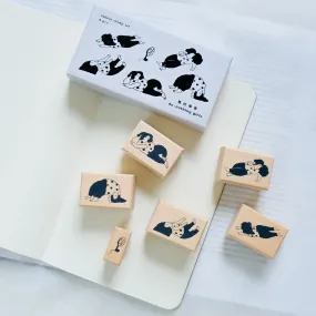 dodolulu Rubber Stamp Set: Do-nothing Girls