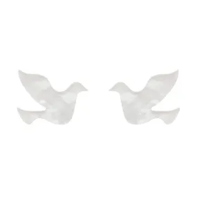 Dove Ripple Resin Stud Earrings - White