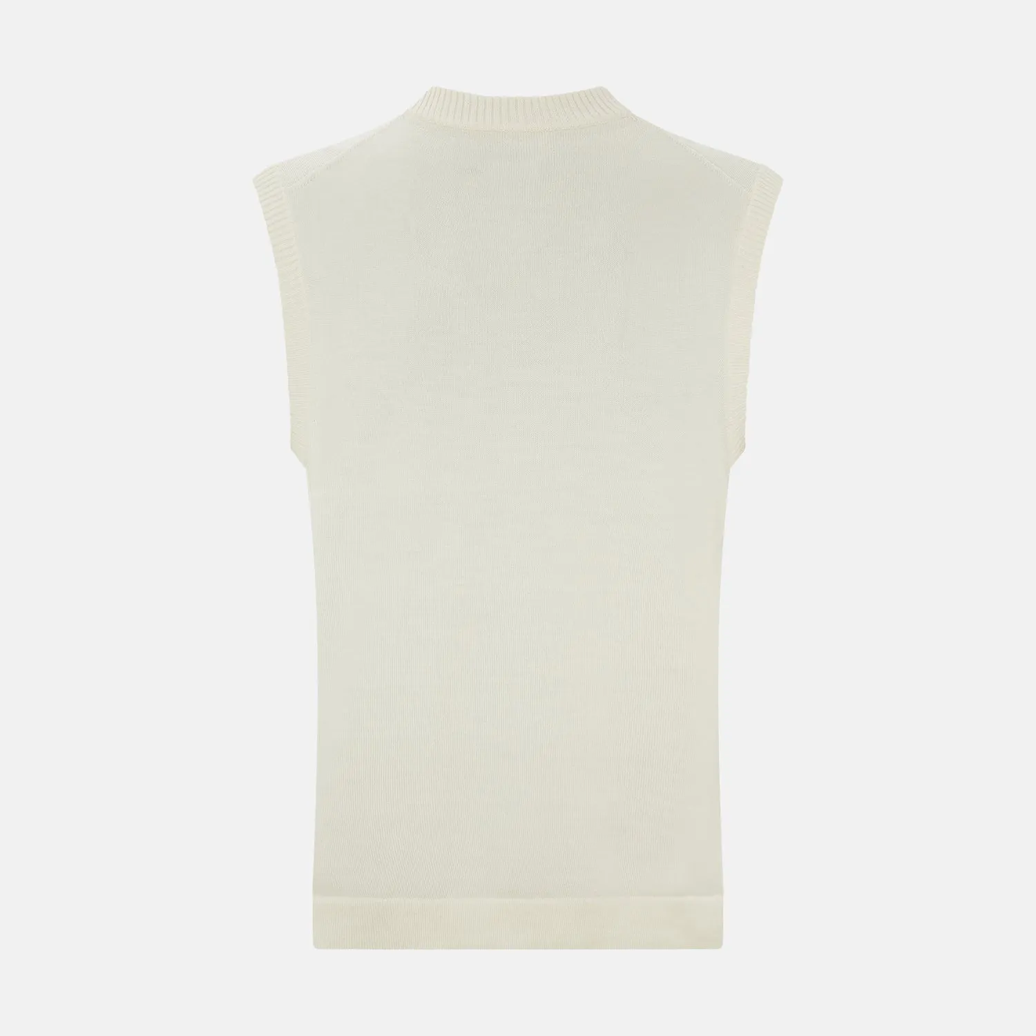 Ecru Fine Merino V-Neck Vest