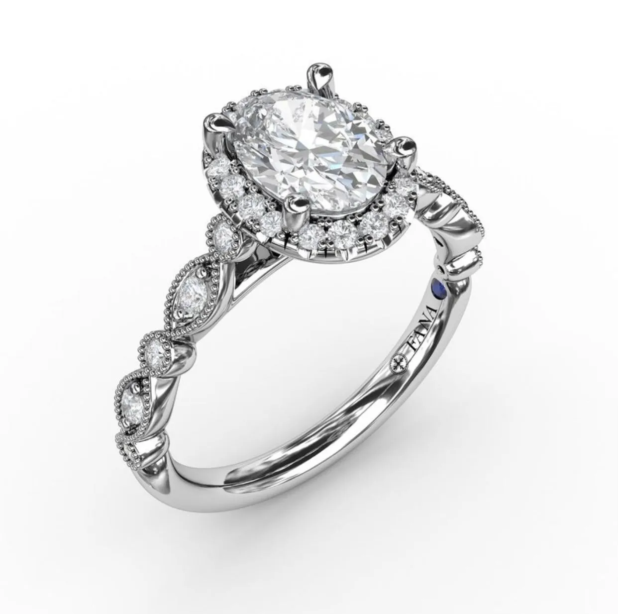 Fana Classic Diamond Engagement Ring with Detailed Milgrain Band 3065