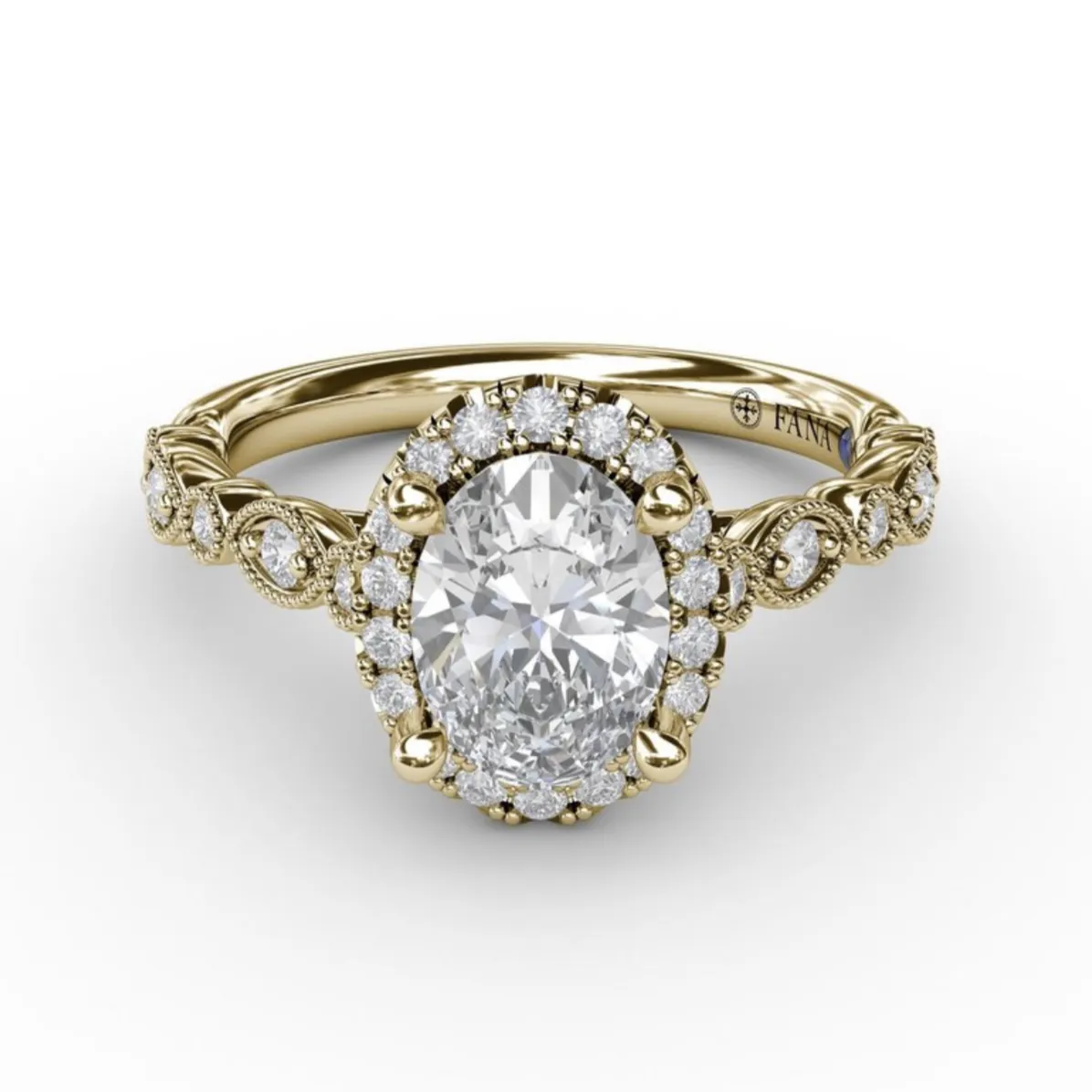 Fana Classic Diamond Engagement Ring with Detailed Milgrain Band 3065