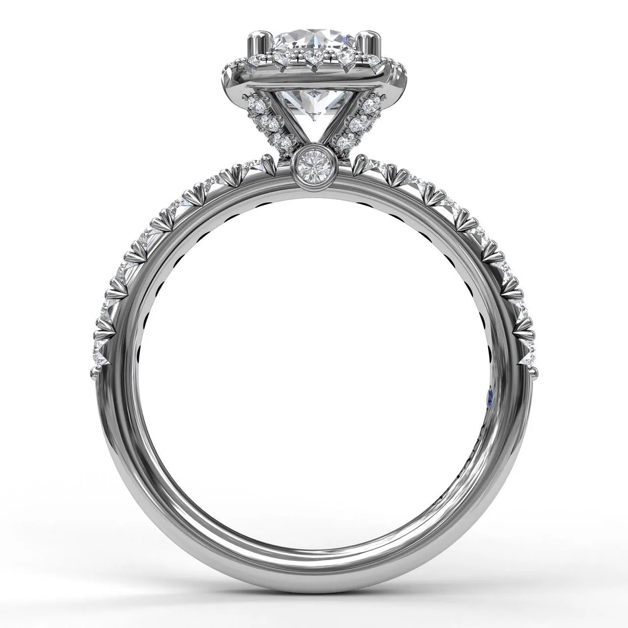 Fana Classic Diamond Halo Engagement Ring with a Gorgeous Side Profile 3817