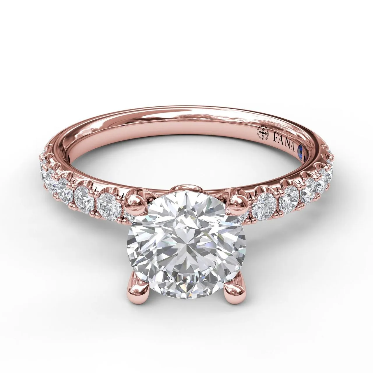 Fana Classic Pave Round Cut Engagement Ring S3846