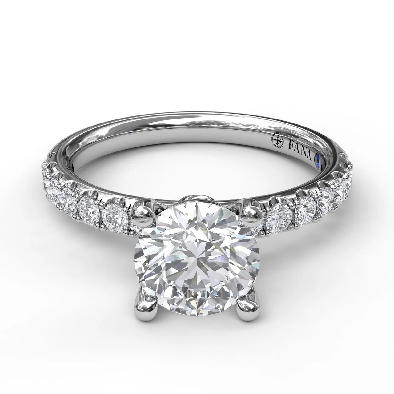 Fana Classic Pave Round Cut Engagement Ring S3846