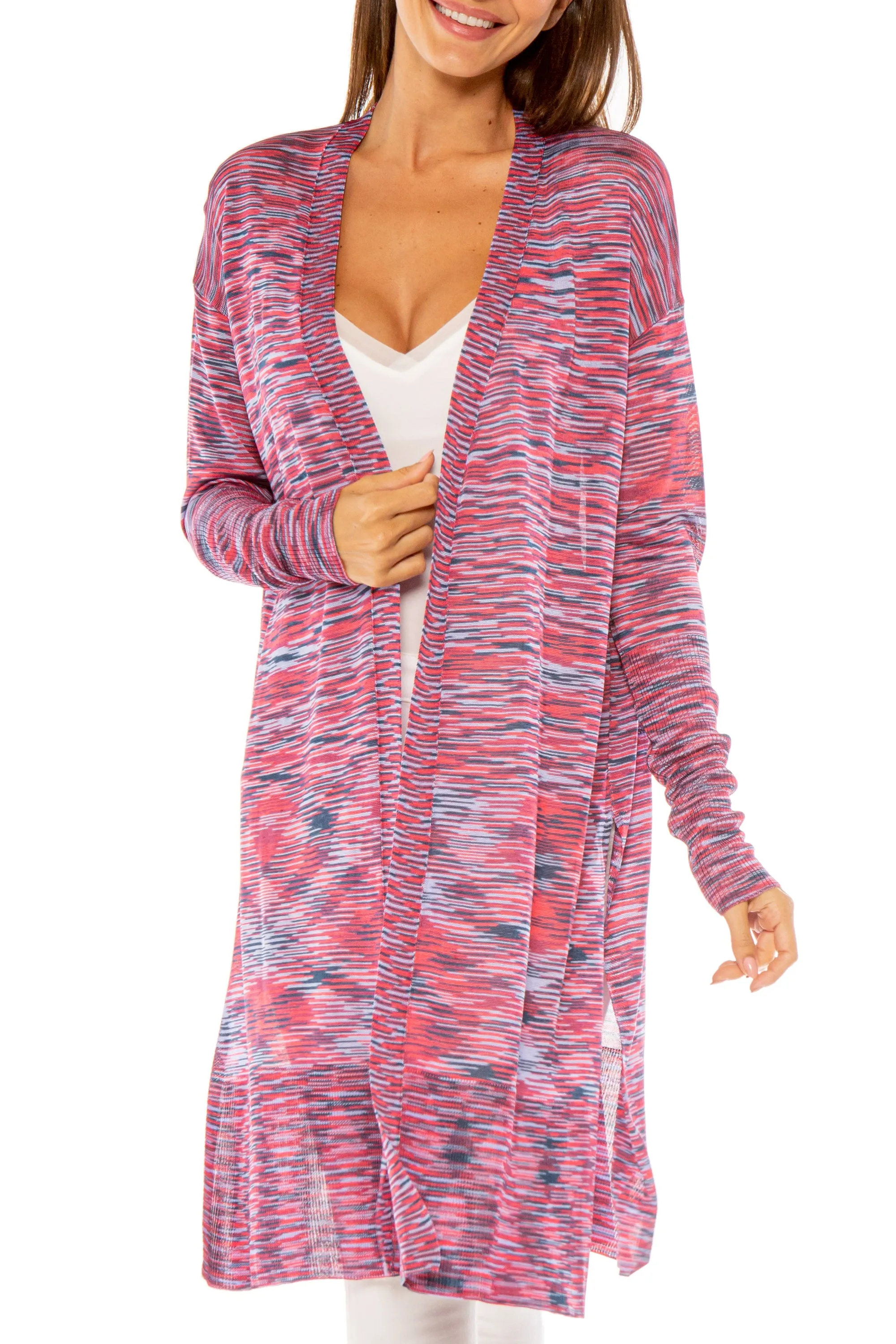 Gavin Long Multicolor Space Dye Cardigan