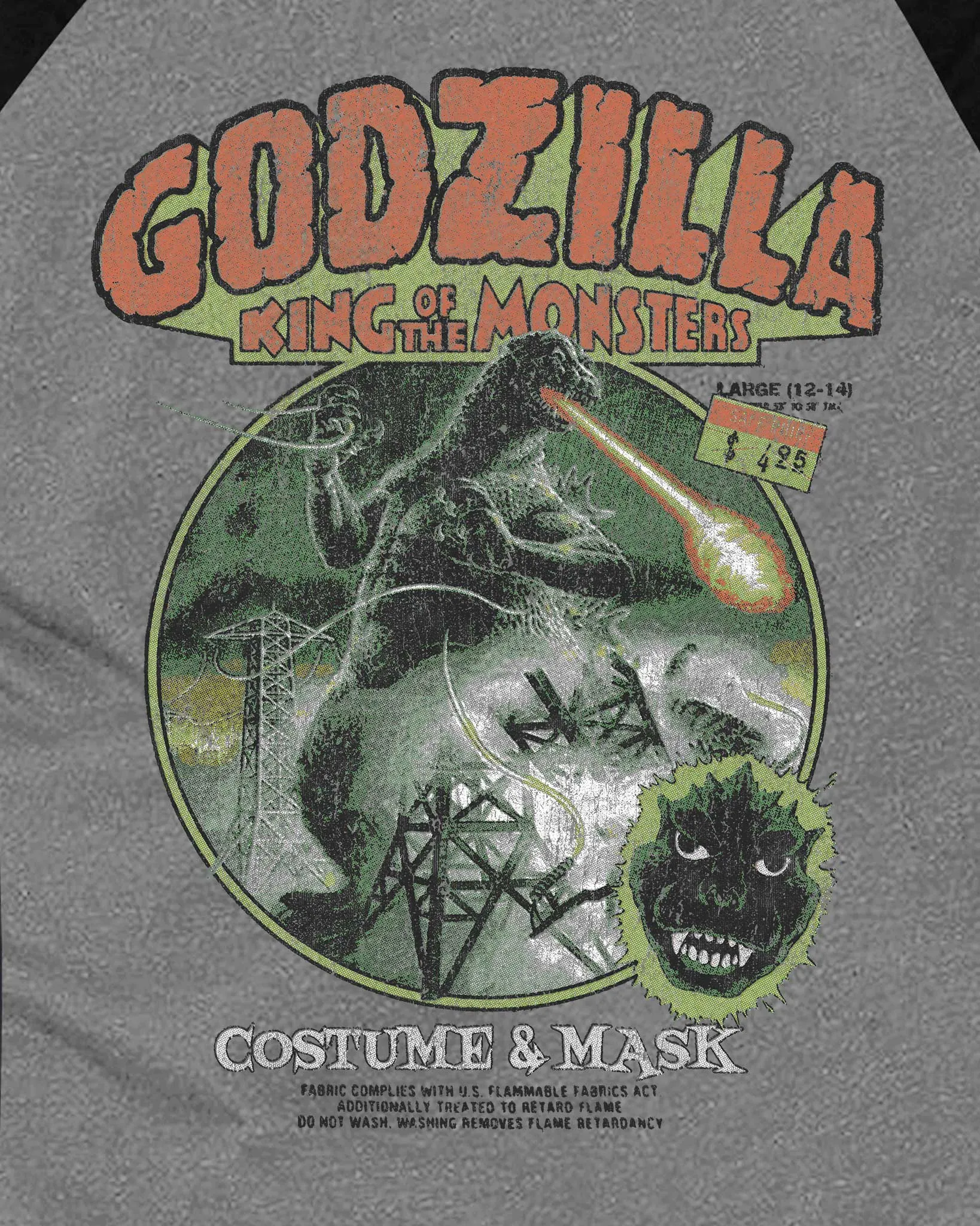 Godzilla: King of the Monsters - Costume and Mask Box Art Tee - Baseball Tee