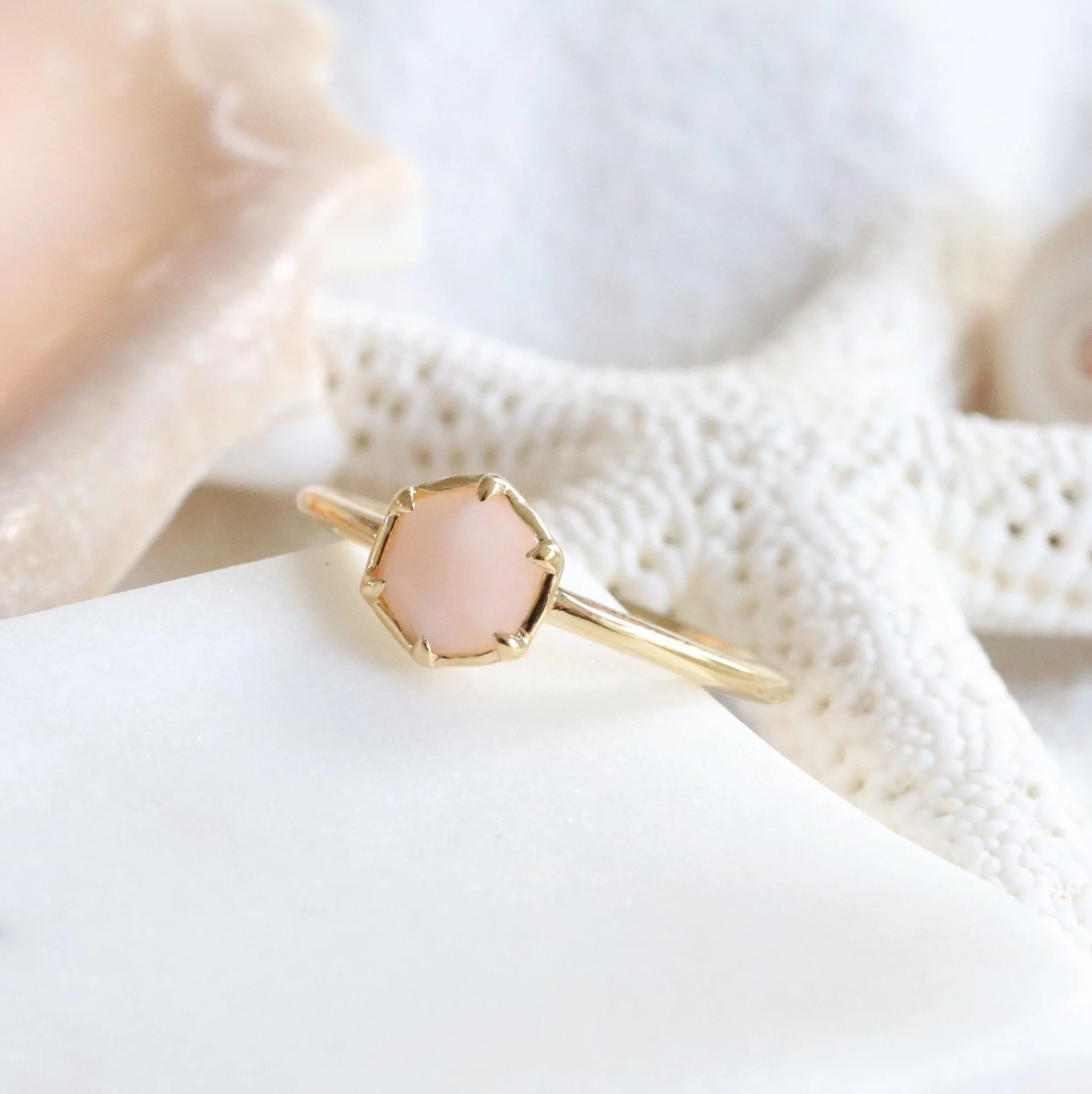 GRACE RING - PINK OPAL & GOLD