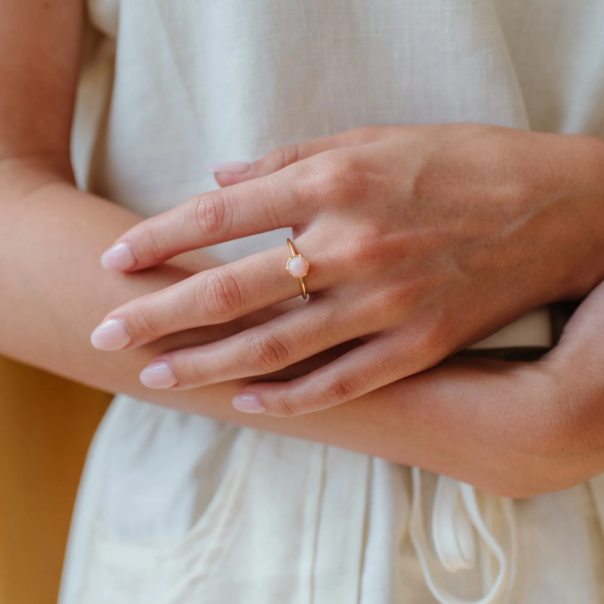 GRACE RING - PINK OPAL & GOLD