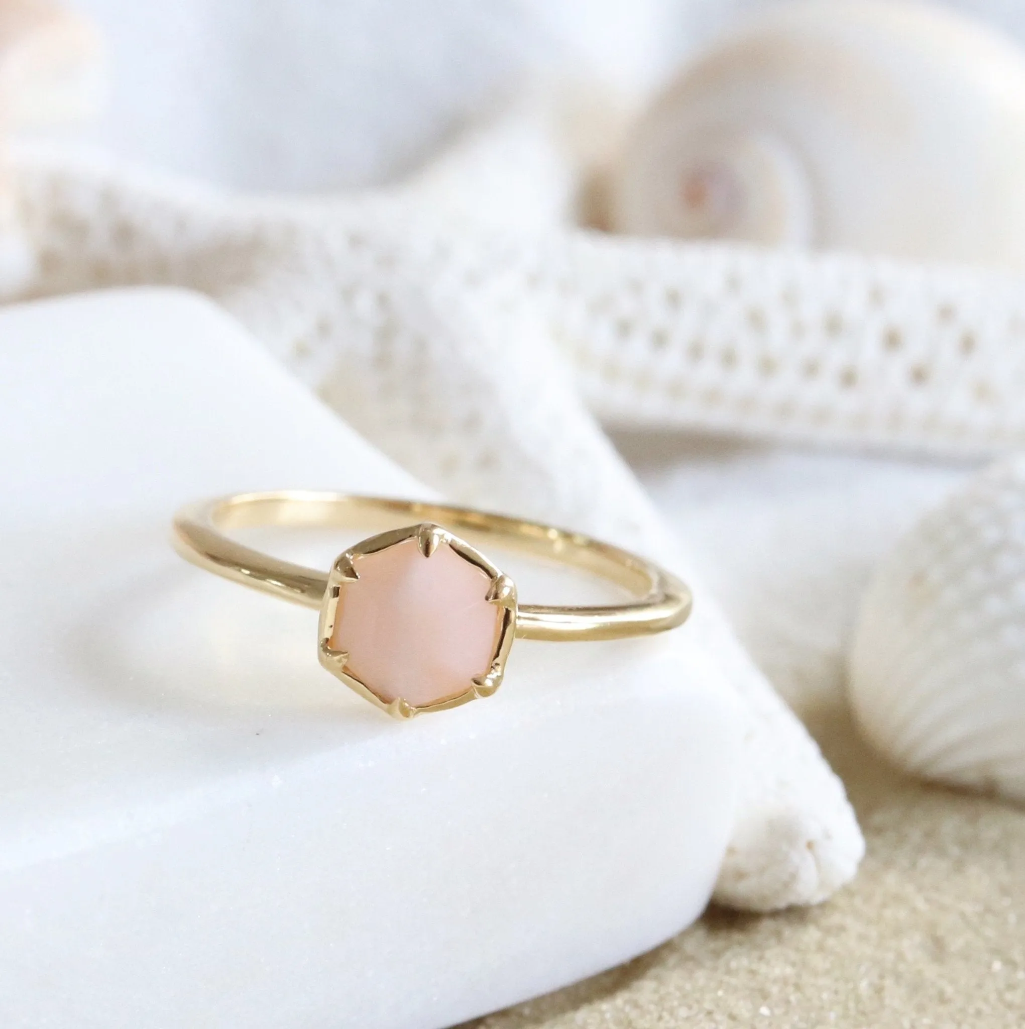 GRACE RING - PINK OPAL & GOLD