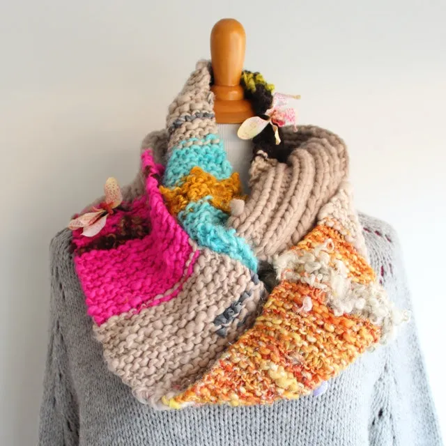 Handspun Art Yarn Cowl Project