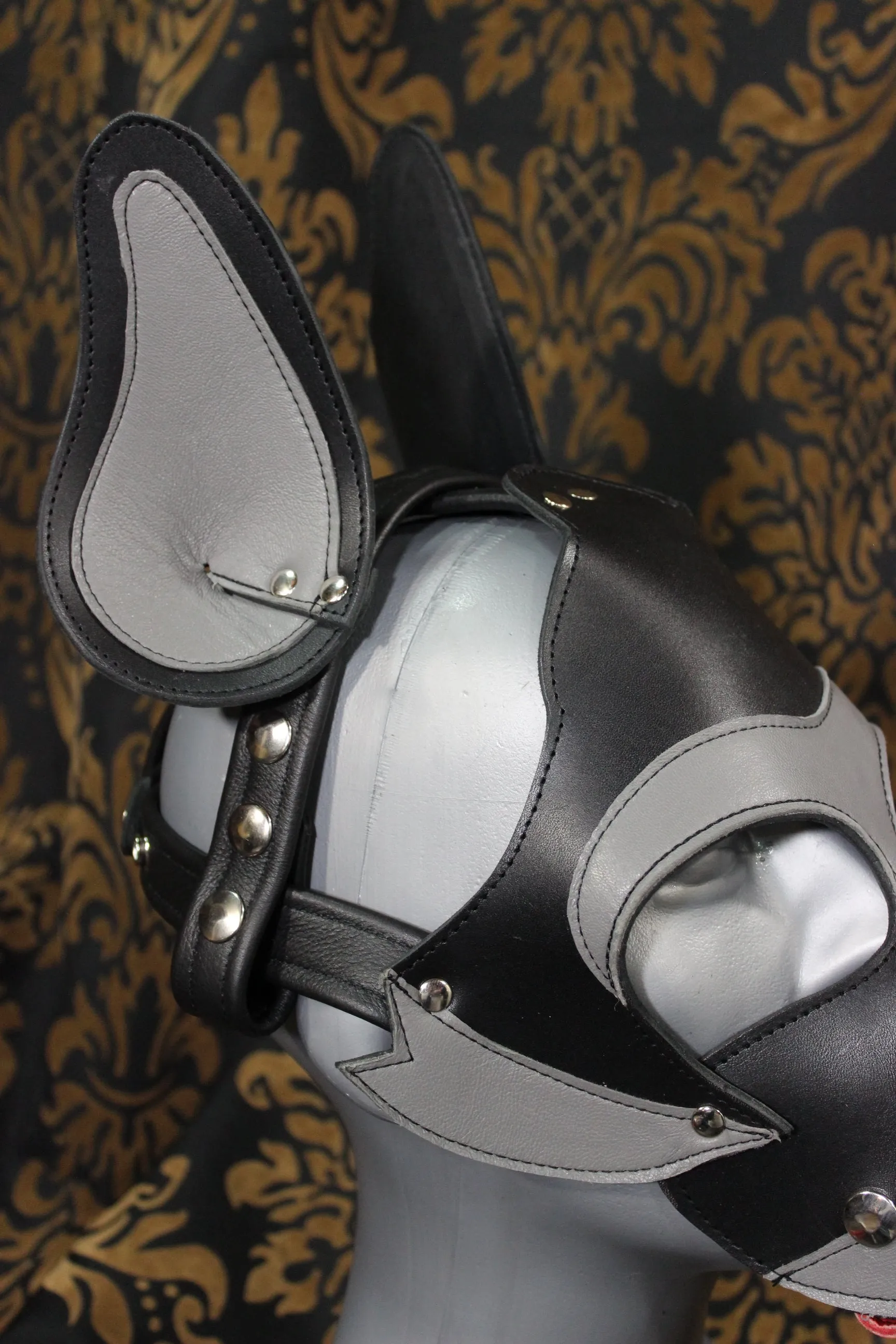 Husky style Pup Hood in Black and Gray