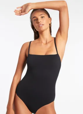 Isla Rib Minimal Tank One Piece - Black