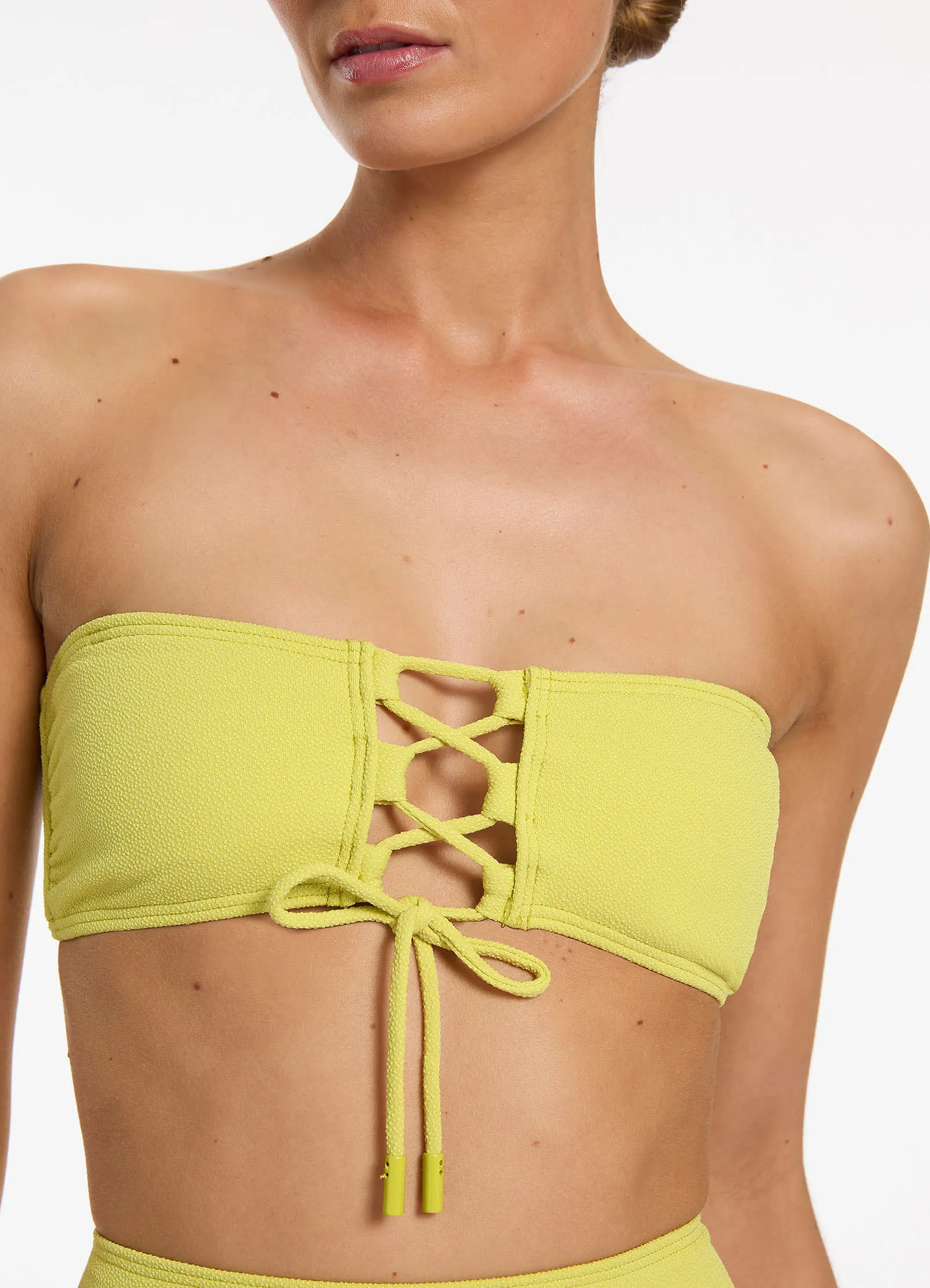 Joali Tie Front Bandeau Bikini Top - Zest