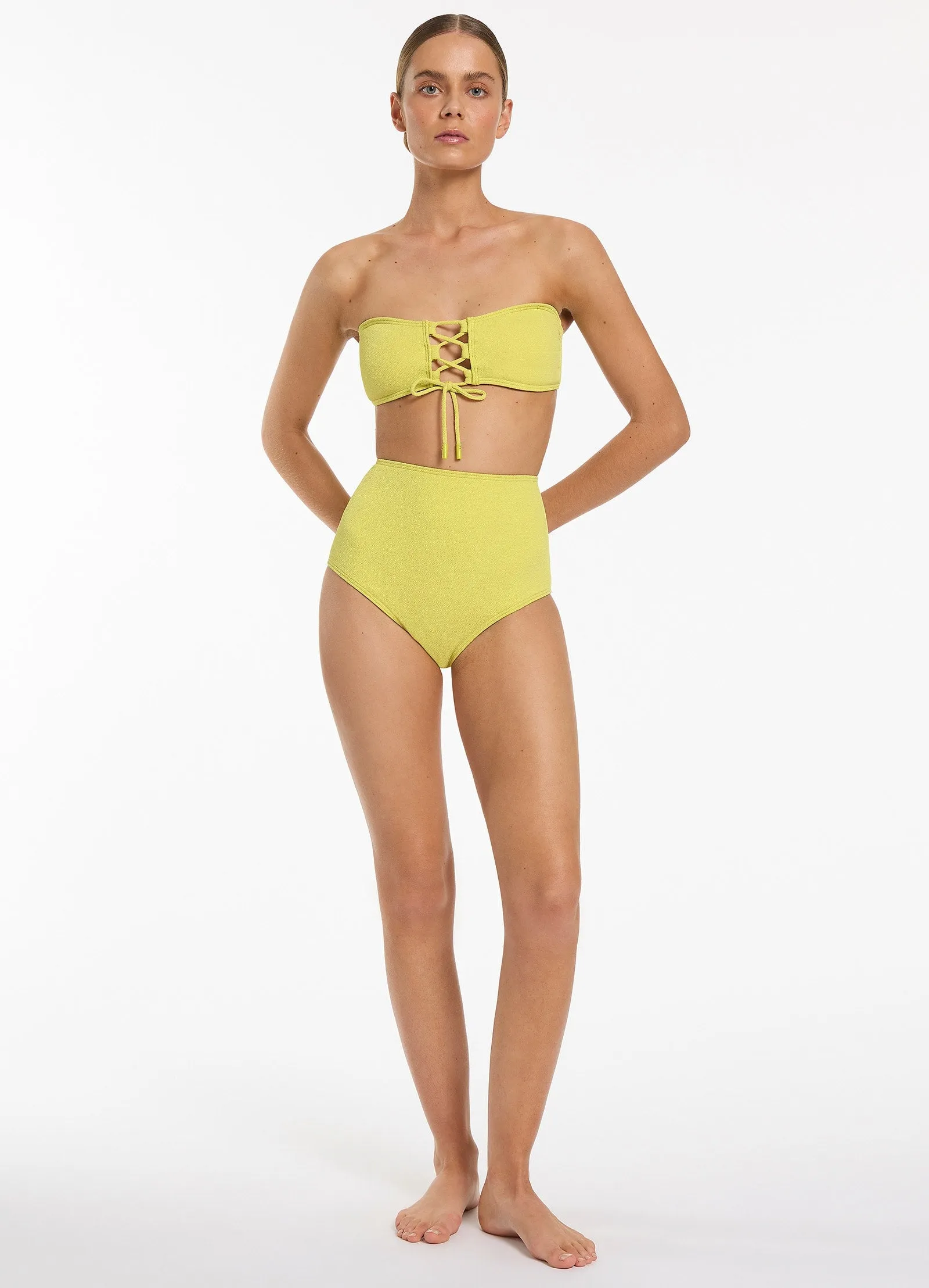 Joali Tie Front Bandeau Bikini Top - Zest